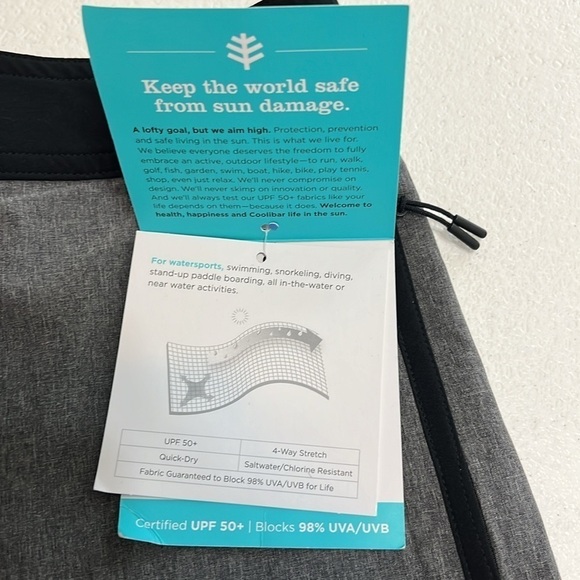 Coolibar Falcon Board Shorts Gray & Black UPF 50+ NWT Sz 38 - Picture 5 of 10